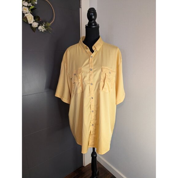 Lot of 2 Men's Cape Back Short Sleeve Fishing Shirts - Yellow and Blue - 2XL - Picture 2 of 9
